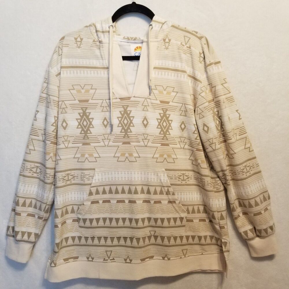 C&C California L Hoodie Lightweight Tan Southwestern Beach Aztec Classic